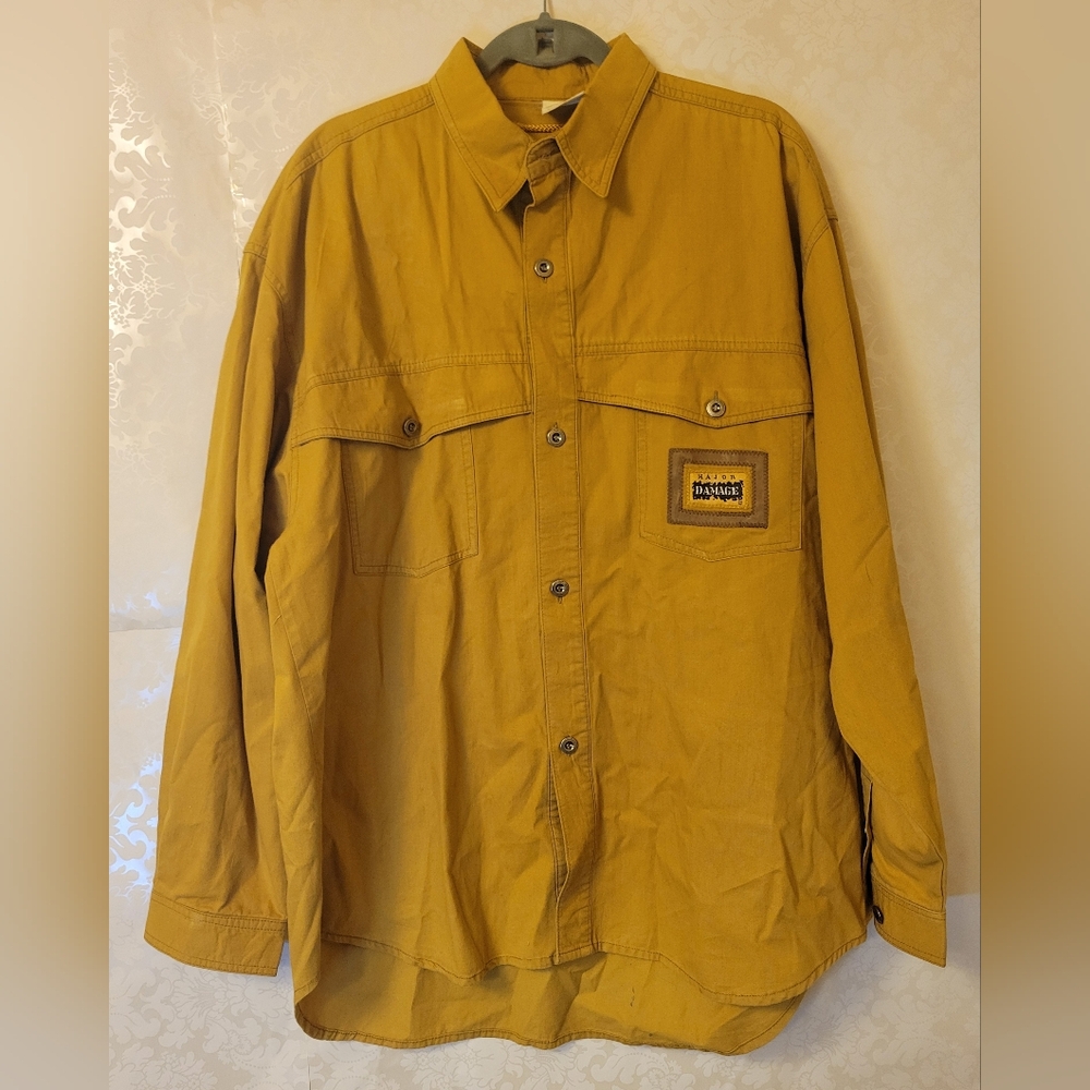 Vintage "Major Damage" Men's Yellow Shirt Jacket